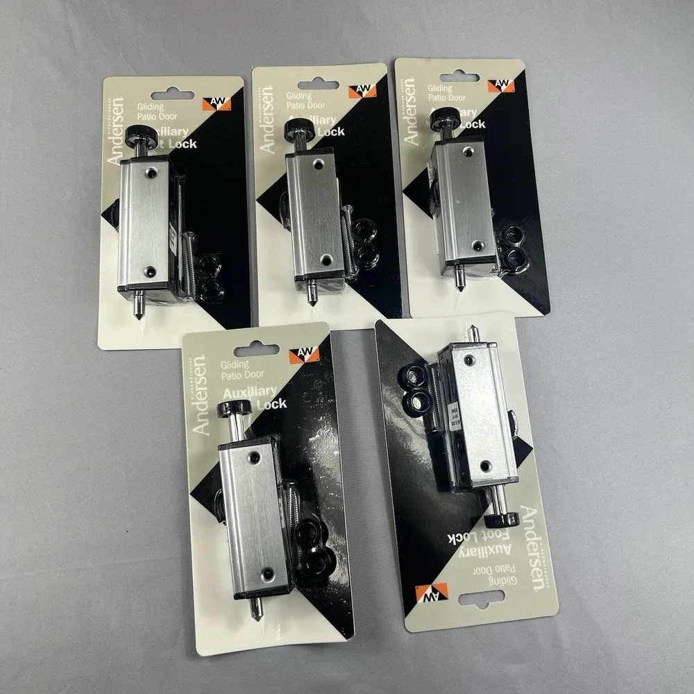 Andersen 200/400 Series Patio Door Foot Lock Set of 5 Brushed Nickel New